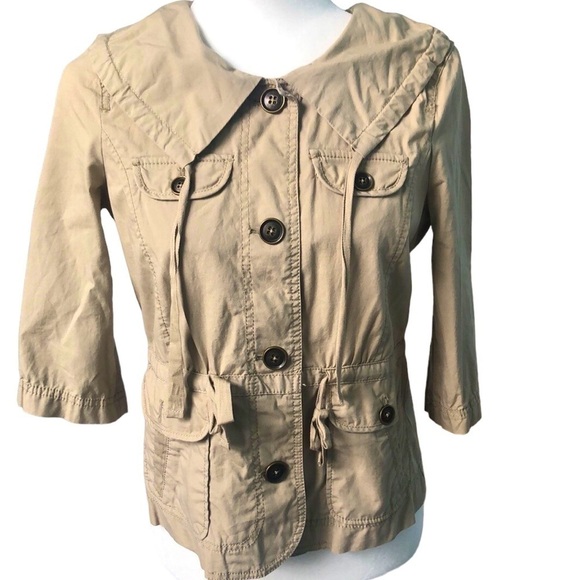Ann Taylor LOFT Khaki Safari Style Utility Jacket Small Petite - Picture 2 of 14